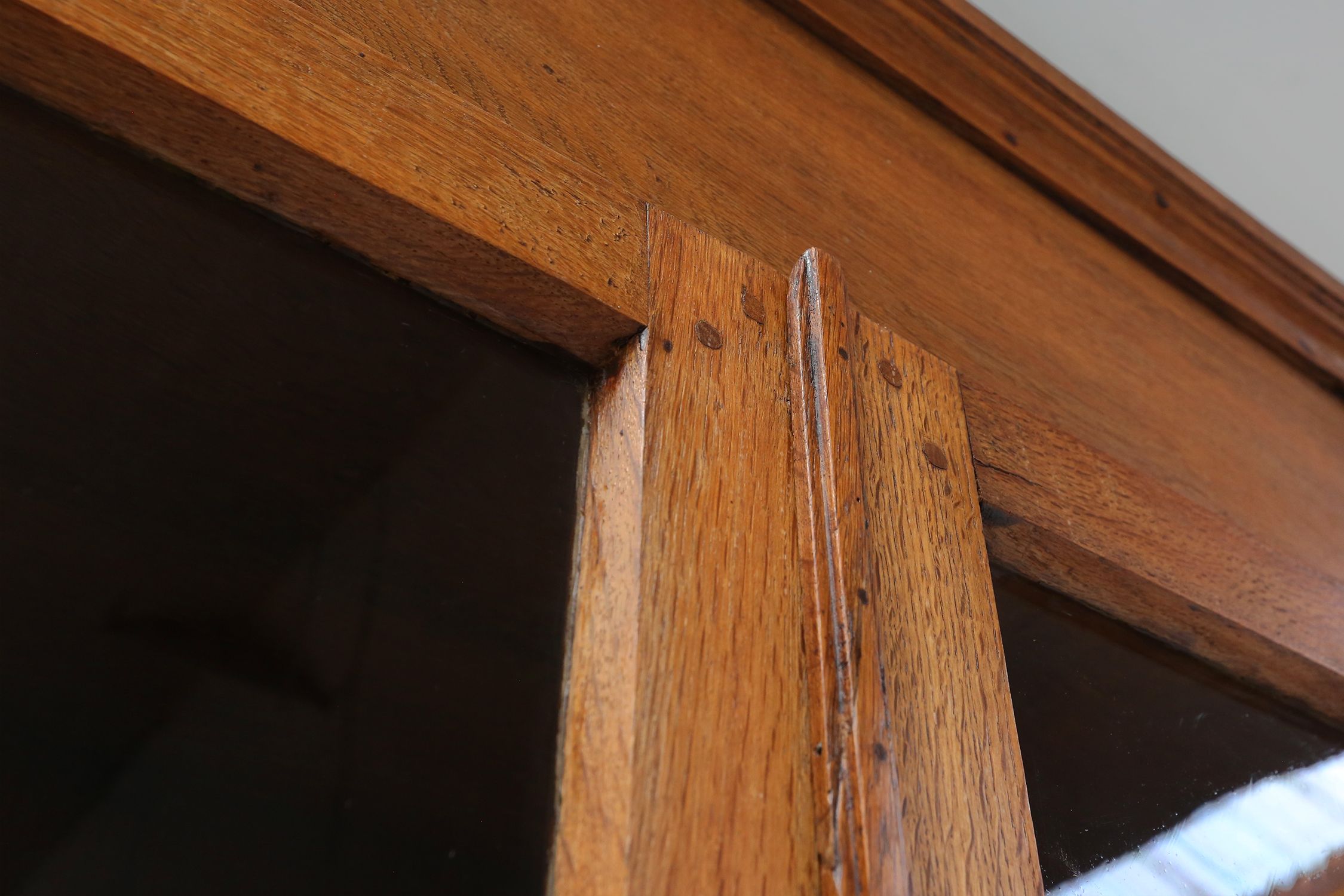 Early 18th Century Vitrine Cabinet in oak with original glass windows, Germanythumbnail
